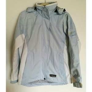 Blue Waterproof Rain Jacket Detachable Hoodie M
